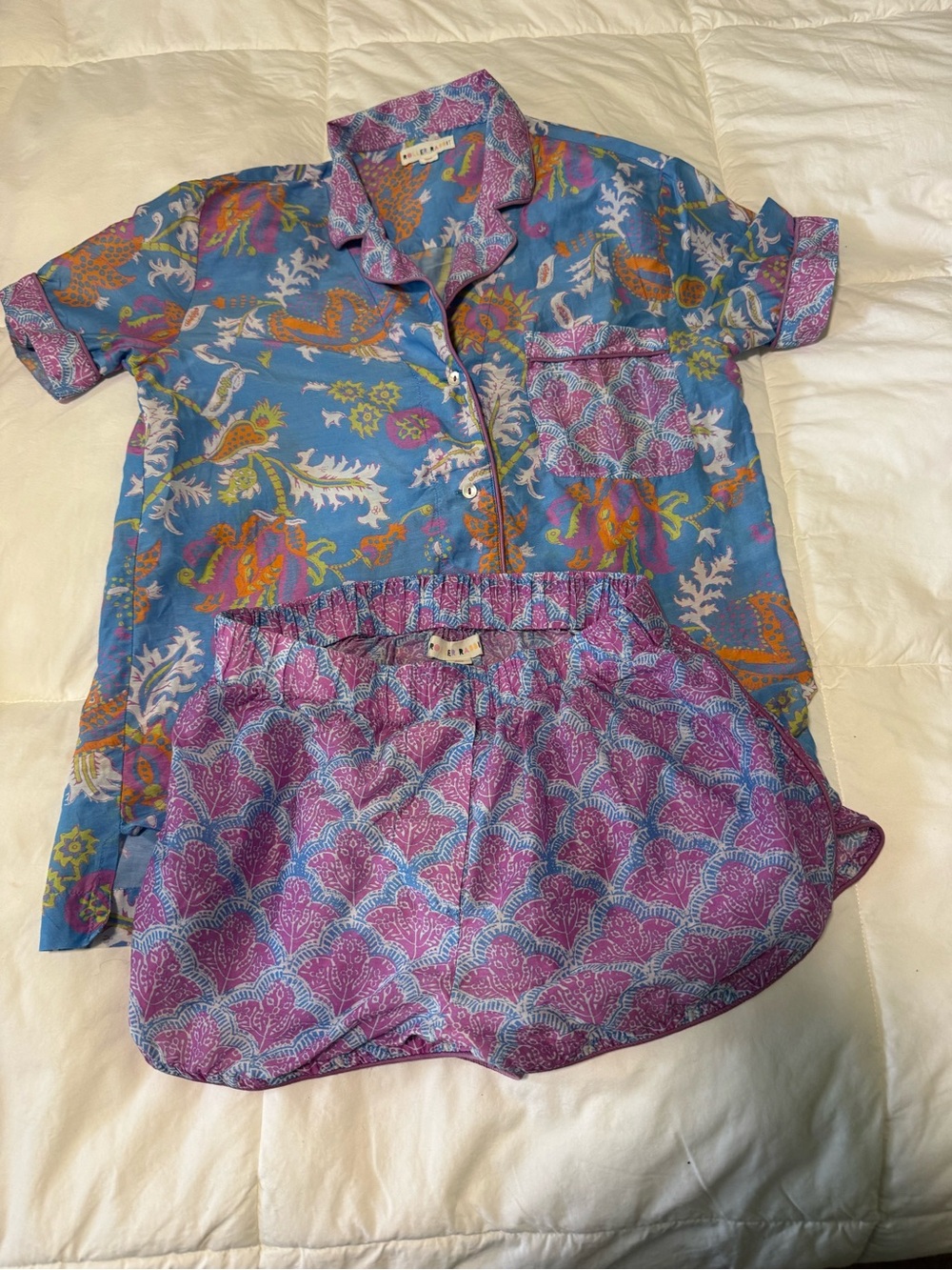 Roller Rabbit Core Mix Lulu Set Blue Orchid Short Sleeve Pajama Set Size XXS